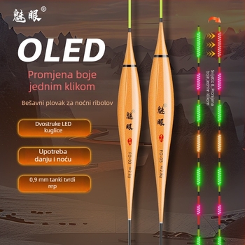OLED pluta s noćnim osvjetljenjem i promjenom boje, visoka osjetljivost za dnevnu i noćnu upotrebu, elektronički plovak s indikatorom zagriza
