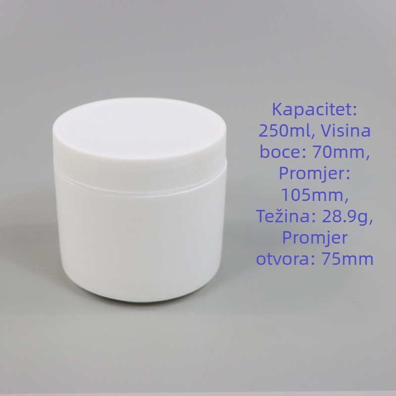 HDPE staklenka za kremu sa širokim vratom i poklopcem (HDPE; samoljepljive etikete; mogućnost otiska logotipa)