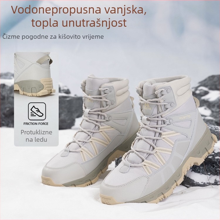 Planinske čizme za snijeg, unisex, vodootporne, protuklizne, s fleecem u uloškom, visokim gornjim dijelom, EVA srednji sloj
