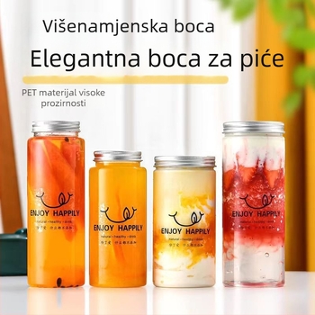 Jednokratna čaša za mliječni čaj 500 ml s poklopcem, PET boca za napitke i boca za sok, aluminijska kapa i slamka