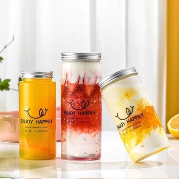 Jednokratna čaša za mliječni čaj 500 ml s poklopcem, PET boca za napitke i boca za sok, aluminijska kapa i slamka
