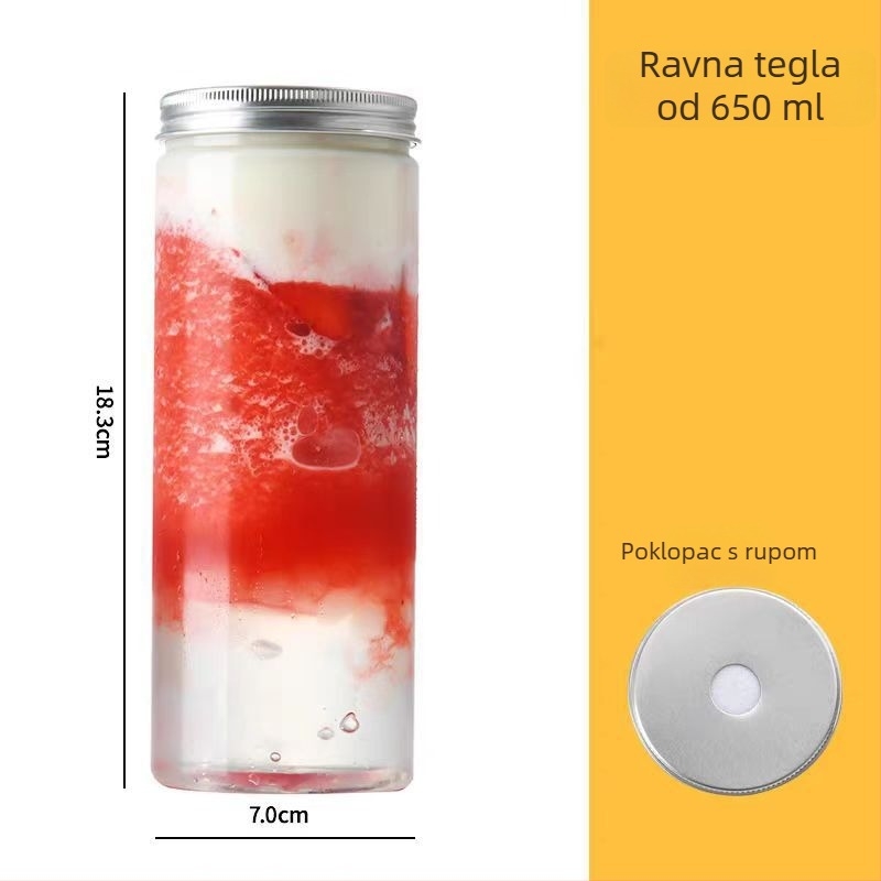Jednokratna čaša za mliječni čaj 500 ml s poklopcem, PET boca za napitke i boca za sok, aluminijska kapa i slamka