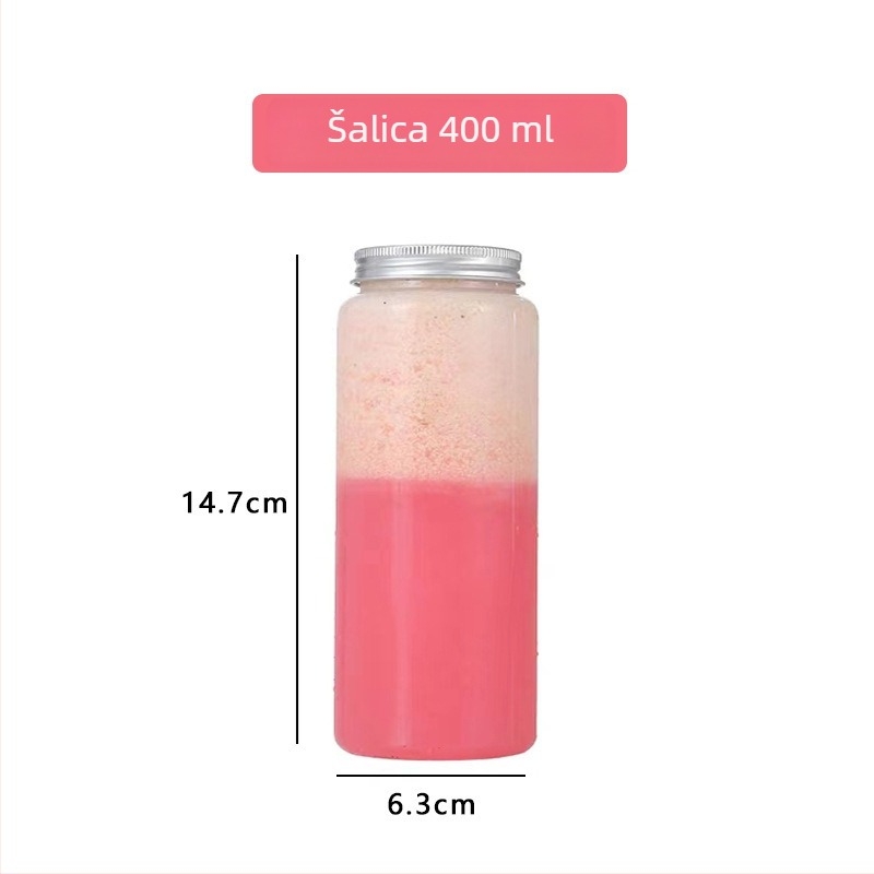 Jednokratna čaša za mliječni čaj 500 ml s poklopcem, PET boca za napitke i boca za sok, aluminijska kapa i slamka