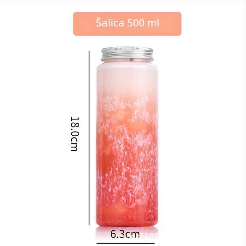 Jednokratna čaša za mliječni čaj 500 ml s poklopcem, PET boca za napitke i boca za sok, aluminijska kapa i slamka