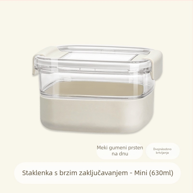Zatvoren kvadratni spremnik za skladištenje, prozračni plastični materijal, prehrambene kvalitete, kapacitet 2,1–3 L, za žitarice, suhe namirnice i čaj