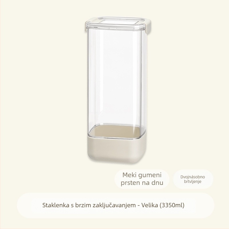 Zatvoren kvadratni spremnik za skladištenje, prozračni plastični materijal, prehrambene kvalitete, kapacitet 2,1–3 L, za žitarice, suhe namirnice i čaj