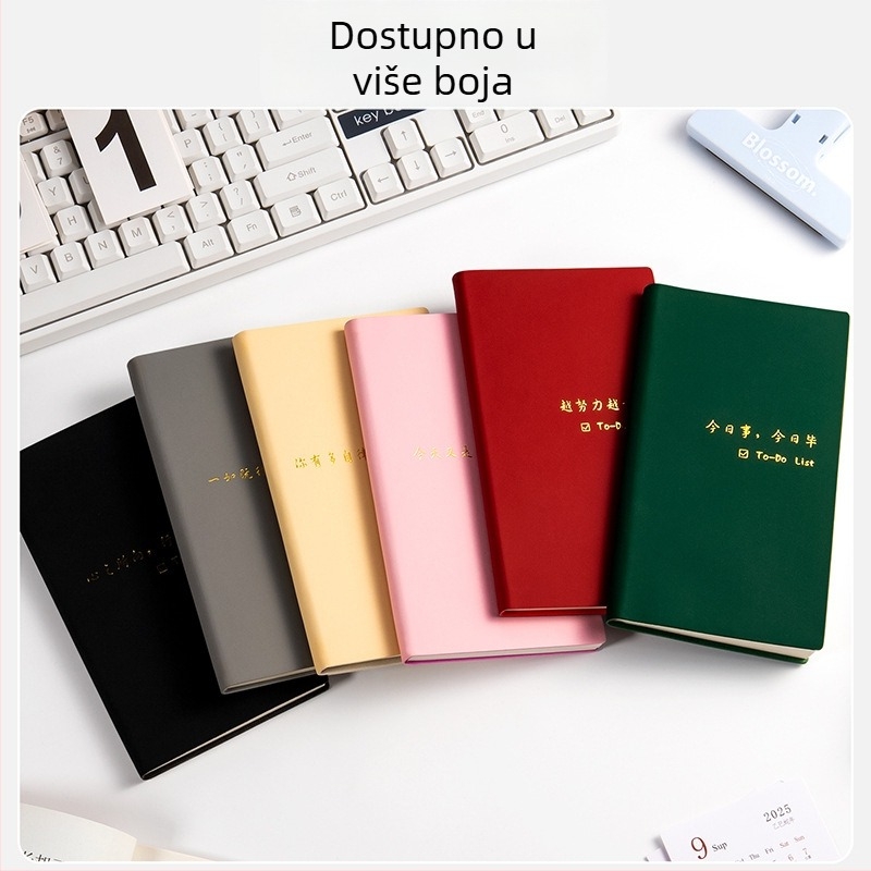 Bilježnica Xue De Le: dnevnik planiranja s TODOLIST-om, popis dnevnih zadataka, minimalistički stil, vezanje koncem, Daolin papir 80 g, 100–200 stranica