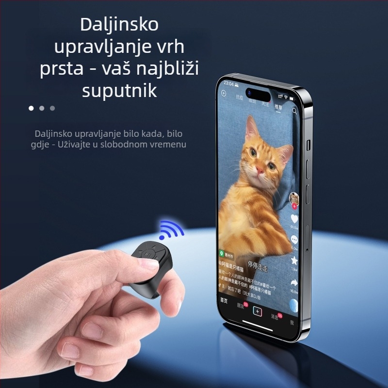 Bluetooth selfie štapić s prstenastim daljinskim upravljanjem – pokretanje videa, vertikalno snimanje, ABS, 30 g, Bluetooth 4.0, prilagodljivo