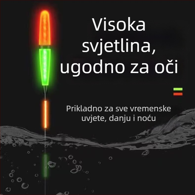 Visoko osjetljivi dnevno/noćni elektronički signalizator zaba s promjenom boje, plivajući svjetleći nano plovak za šarana i karasa