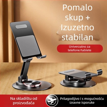Stolna podrška za mobitel i tablet – metalna, rotirajuća, sklopiva, podesiva, univerzalna