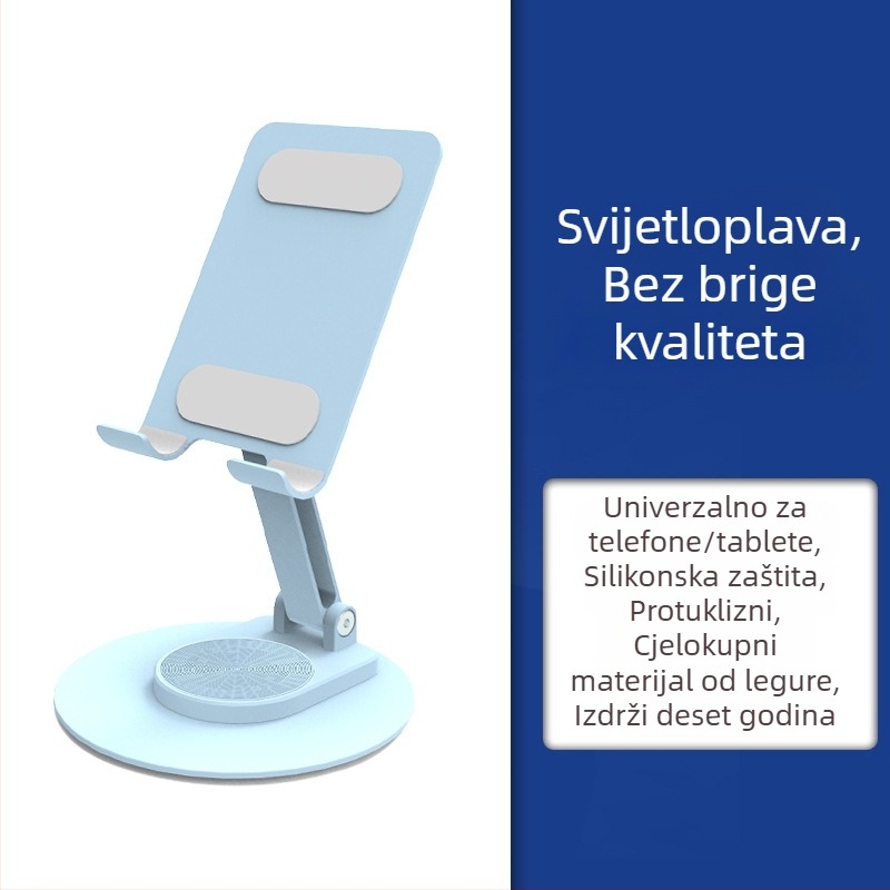 Stolna podrška za mobitel i tablet – metalna, rotirajuća, sklopiva, podesiva, univerzalna