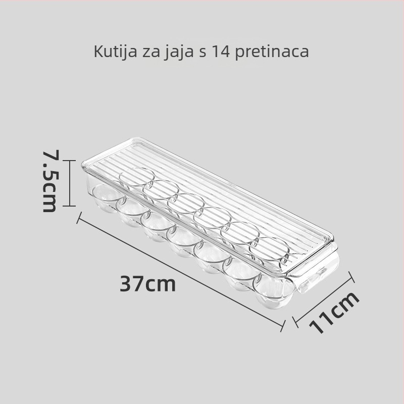 Kutija za hladnjak s ručkom, PET materijal za prehrambeni kontakt, velika kapaciteta, za jaja, voće i povrće, s odvodom