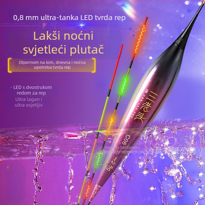 LED elektronički plovak za šarane — vertikalni plovak, kompozitni materijal, visoka osjetljivost, dnevno-noćno korištenje