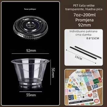 Jednokratna mini šalica za čaj s mlijekom, PET plast, protiv curenja, visoka prozirnost, zapremina <100 ml