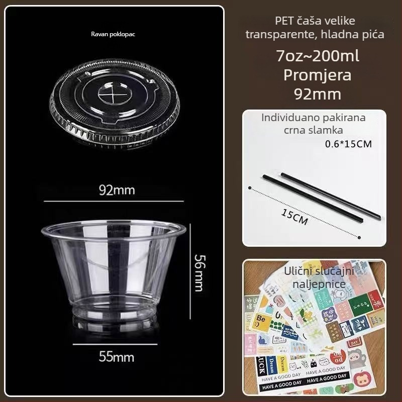 Jednokratna mini šalica za čaj s mlijekom, PET plast, protiv curenja, visoka prozirnost, zapremina <100 ml