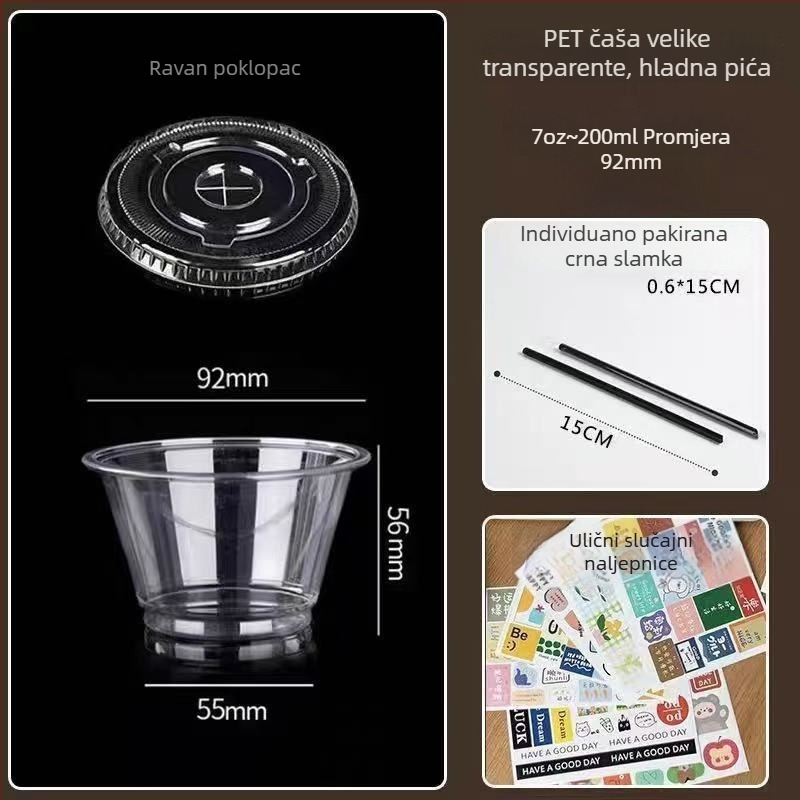 Jednokratna mini šalica za čaj s mlijekom, PET plast, protiv curenja, visoka prozirnost, zapremina <100 ml