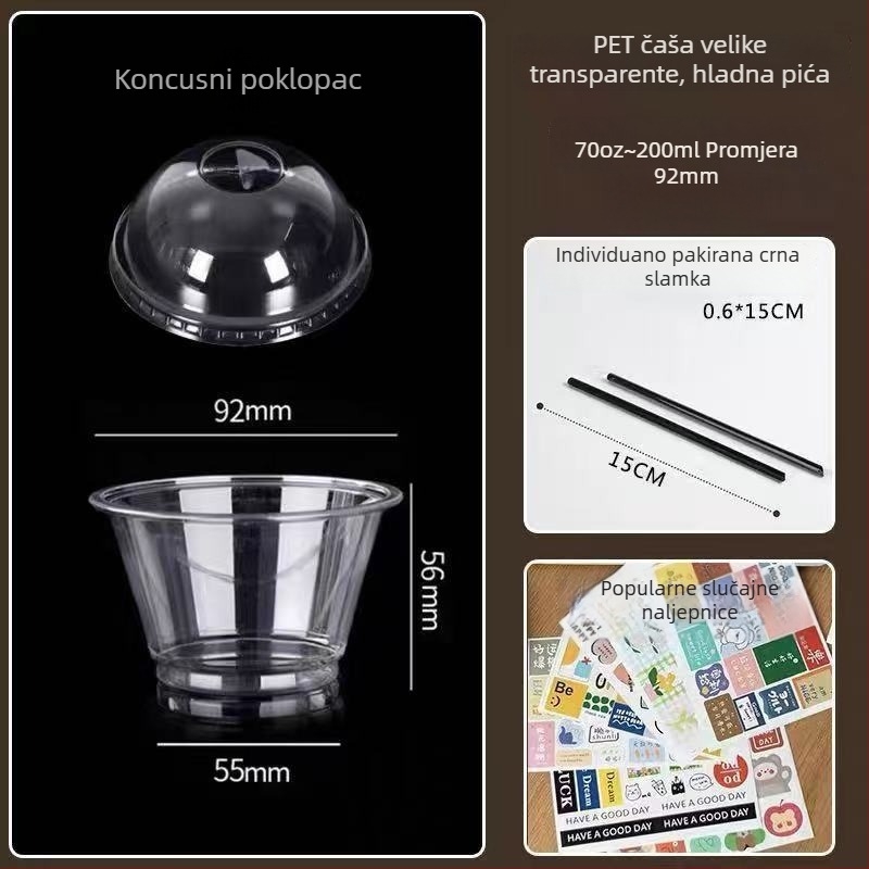 Jednokratna mini šalica za čaj s mlijekom, PET plast, protiv curenja, visoka prozirnost, zapremina <100 ml