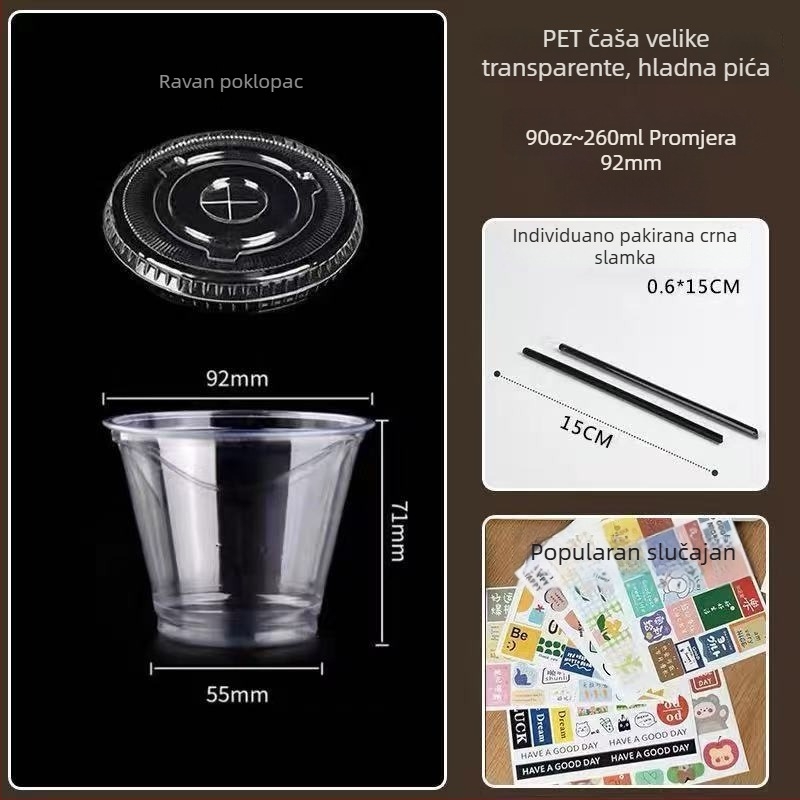 Jednokratna mini šalica za čaj s mlijekom, PET plast, protiv curenja, visoka prozirnost, zapremina <100 ml