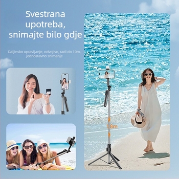 G20 selfie štapić od aluminijske legure, anti-shake četveropodni stativ, Bluetooth daljinski upravljač, 360° rasvjeta, ručna/podna uporaba