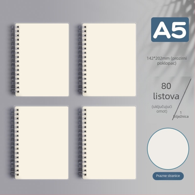 Spiralno povezani bilježnica s mrežom i horizontalnim linijama, debela verzija za srednju školu i prijemne ispite za magistarski studij