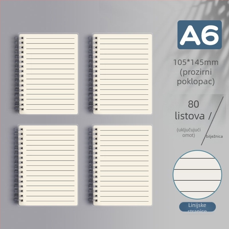 Spiralno povezani bilježnica s mrežom i horizontalnim linijama, debela verzija za srednju školu i prijemne ispite za magistarski studij