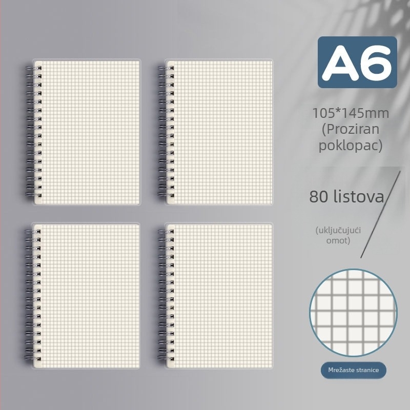 Spiralno povezani bilježnica s mrežom i horizontalnim linijama, debela verzija za srednju školu i prijemne ispite za magistarski studij