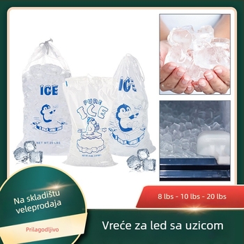 Torba za led sa šniranjem, plastična, gravirana tiskovina, ambalažna vrećica za kocke leda, HS brend