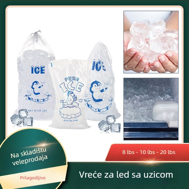 Torba za led sa šniranjem, plastična, gravirana tiskovina, ambalažna vrećica za kocke leda, HS brend