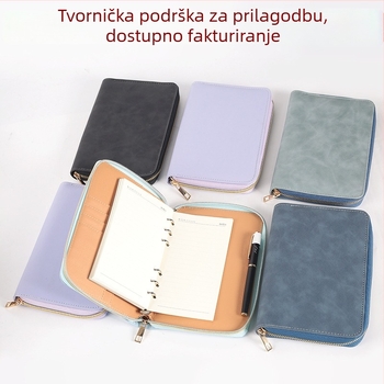 Prilagođeni poslovni bilježnik A6 s izmijenjivim listovima i džepom sa zatvaračem