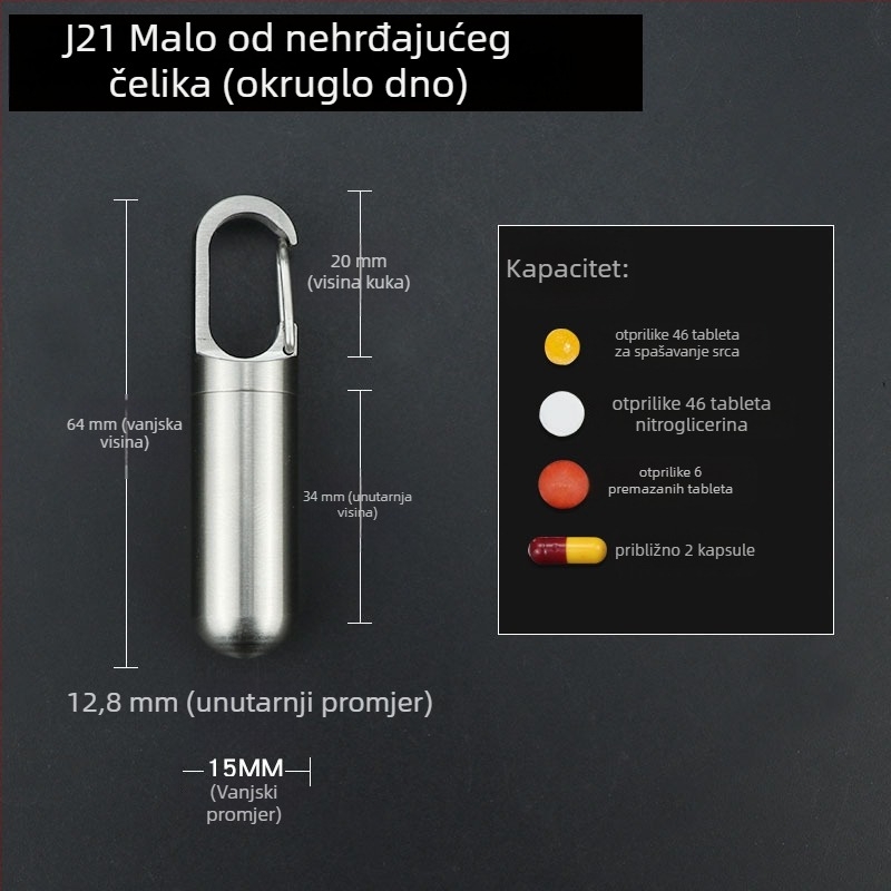 Kutija za tablete od nehrđajućeg čelika i čistog titana, s čvrstim zatvaranjem, model FSJ21, prenosiva za automobil i putovanja