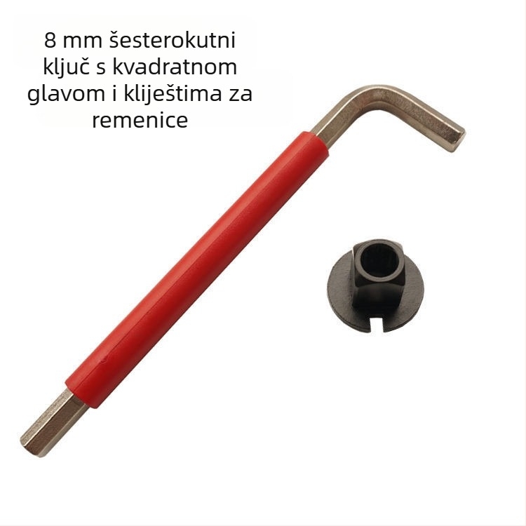 Alat za integrirani os bicikla, 8 mm šesterokutni utičnik, 4 kvadratne glave, 2 ključa, alat za popravak setrvačnika
