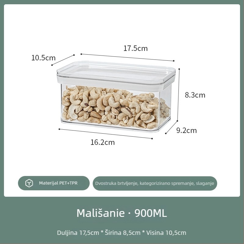 Kvadratna plastična zatvorena posuda za hranu, ABS, kapacitet 3,1–4 L, moderan minimalistički stil