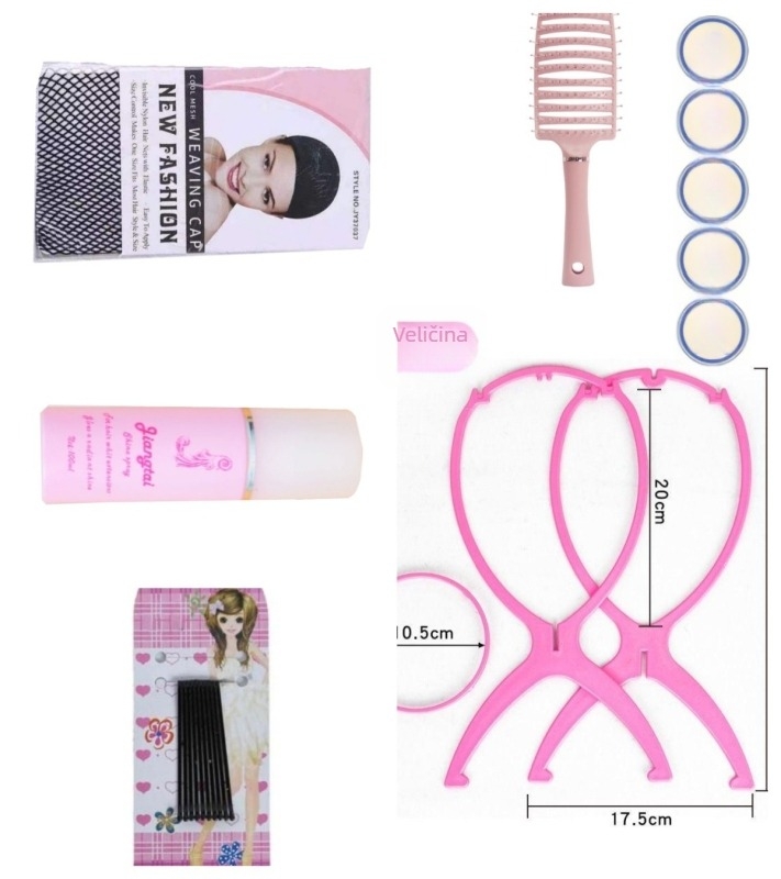 Peruka: dugačka ravna kosa, srednji razdjeljak, prednja čipka, prirodni stil, materijal: proteinska svila, komplet za cijelu glavu