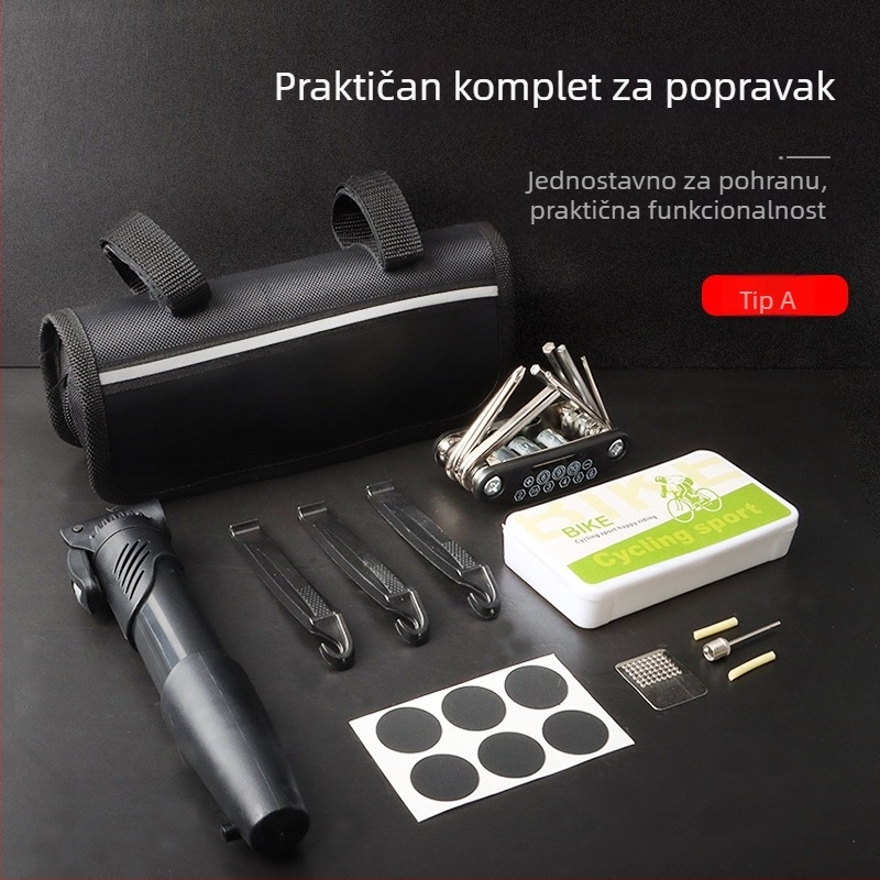Set alata za popravak bicikla — POM materijal, pumpa za gume, ključ, višenamjenski alat za planinski bicikl