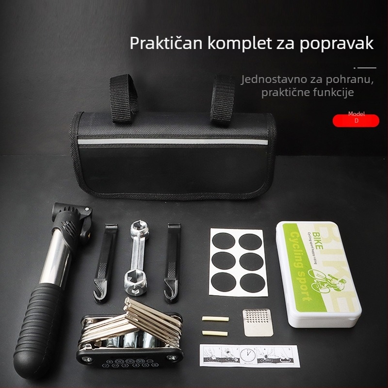 Set alata za popravak bicikla — POM materijal, pumpa za gume, ključ, višenamjenski alat za planinski bicikl