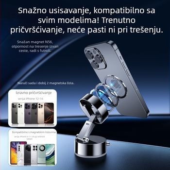 2025 Držač za telefon u autu s magnetskim pričvršćivanjem i vakuum nosačem na prednje staklo, sklopivi dizajn