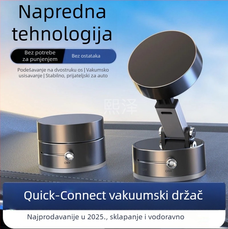 2025 Držač za telefon u autu s magnetskim pričvršćivanjem i vakuum nosačem na prednje staklo, sklopivi dizajn