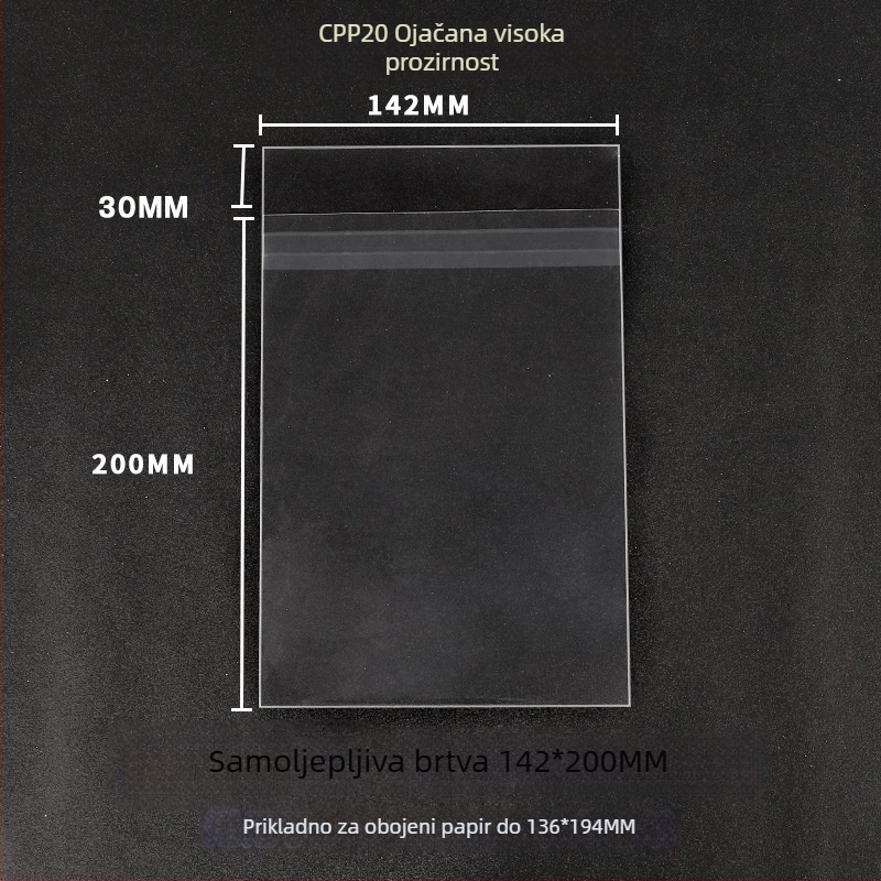 CPP OPP kompozitne samoljepljive ZIP vrećice za pakiranje, univerzalna upotreba, prozirne, duljina zatvaranja 5–20 cm, marka Other