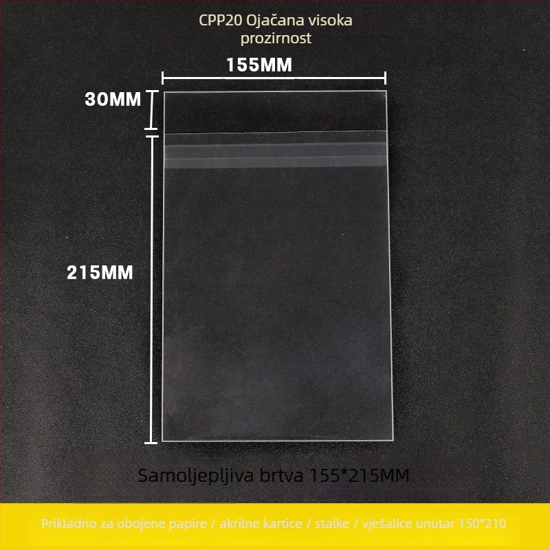 CPP OPP kompozitne samoljepljive ZIP vrećice za pakiranje, univerzalna upotreba, prozirne, duljina zatvaranja 5–20 cm, marka Other