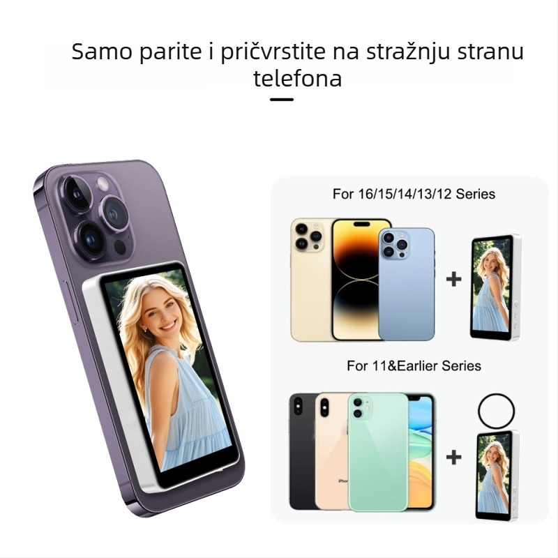 Bežični Bluetooth selfie zaslon sa stražnjim magnetskim držačem, daljinskim upravljačem i projekcijom zaslona za iPad — ABS materijal, nosivost do 2 kg