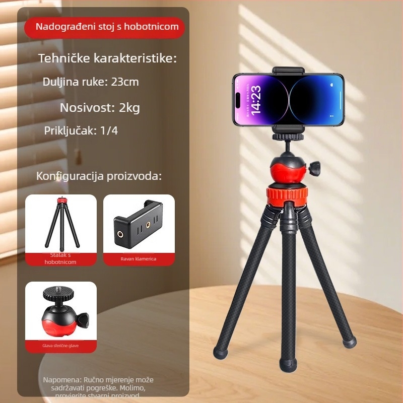 ABS držač za telefon u stilu hobotnice s Bluetoothom – stolni držač za livestream i selfie, otporan na podrhtavanje, prijenosan