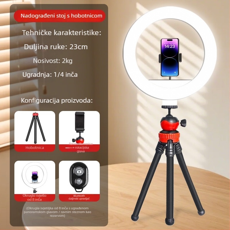 ABS držač za telefon u stilu hobotnice s Bluetoothom – stolni držač za livestream i selfie, otporan na podrhtavanje, prijenosan