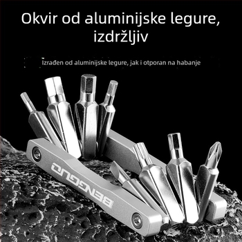 Bunguo skup alata za popravak bicikla, legirani čelik, prenosni sklopivi mini alat, kombinirani paket