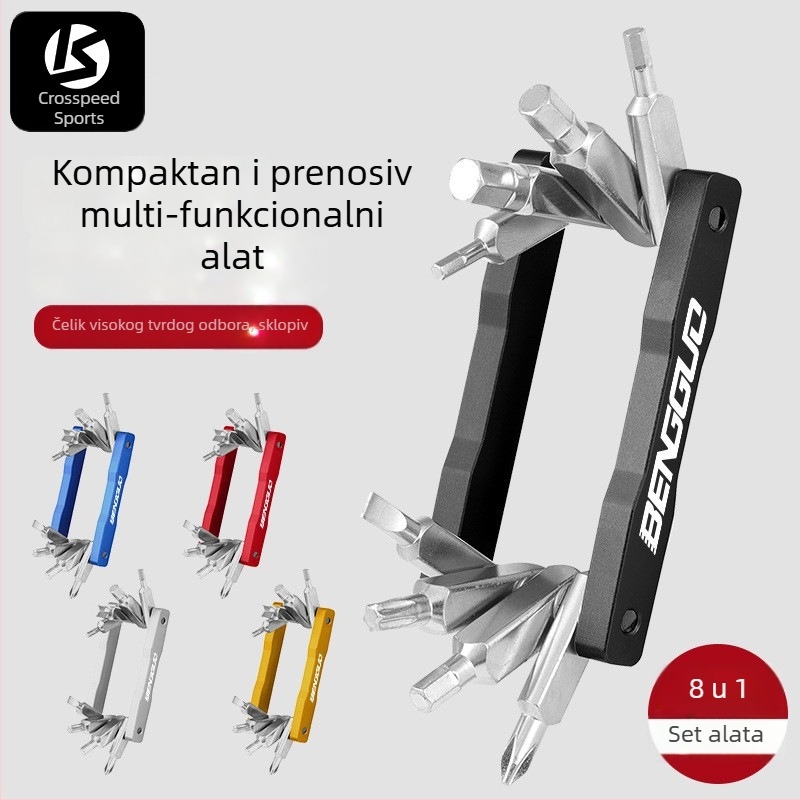 Bunguo skup alata za popravak bicikla, legirani čelik, prenosni sklopivi mini alat, kombinirani paket