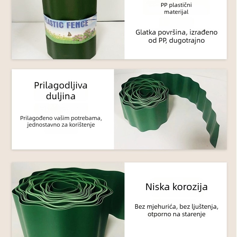 PP plastični vrtni zid — valovita ograda, odvojna traka, rub travnjaka Hengxing