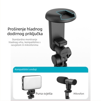 JISNN Bluetooth Selfie Štip-Tripod sa skrivenim integriranim dizajnom, materijal: najlon vlakno + aluminijska legura, daljinski upravljač uključen, ugrađeno svjetlo, mogućnost prilagodbe privatne marke