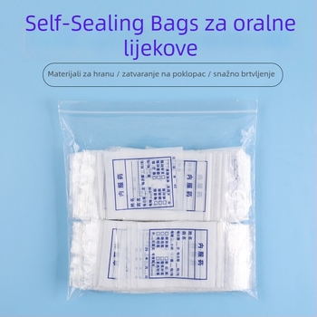 Jednokratna mala vrećica za lijekove s mogućnošću pisanja, PE samouzavujuća vrećica za kapsule, dužina zatvaranja 7 cm — Jingyi Packaging