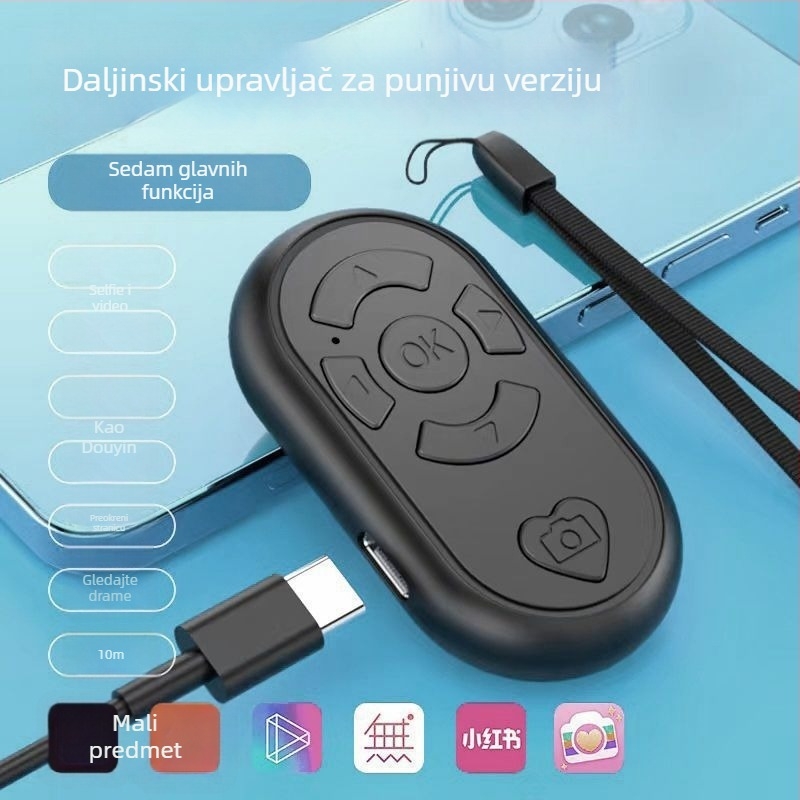 Ax-1 Daljinsko upravljanje videom za mobitel, Bluetooth do 10 m, Baterija 130 mAh, ABS kućište, Način rada tipki