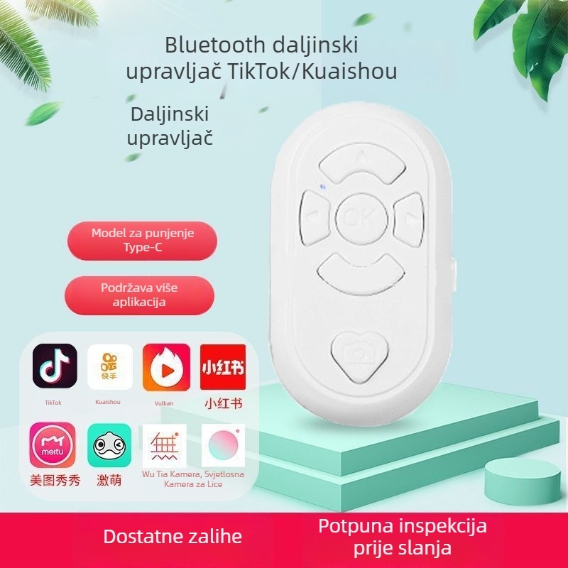 Ax-1 Daljinsko upravljanje videom za mobitel, Bluetooth do 10 m, Baterija 130 mAh, ABS kućište, Način rada tipki