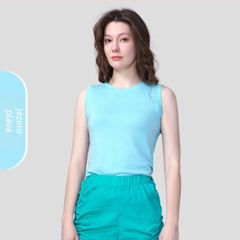Ženski tank top od merino vune, brzo se suši, odvodi vlagu, dužina do struka, uski kroj; sastav: 57,5% Ecovero, 14,5% Merino Wool, 28% Nylon.